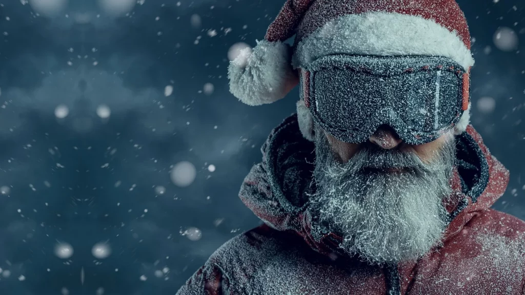 Weihnachtsmann mit Skibrille